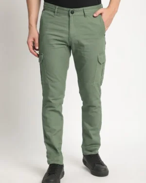 Men Slim Fit Pure Cotton Cargos Trousers