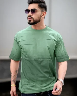 Men Abstract Printed Neck Cotton Oversized T-Shirt
