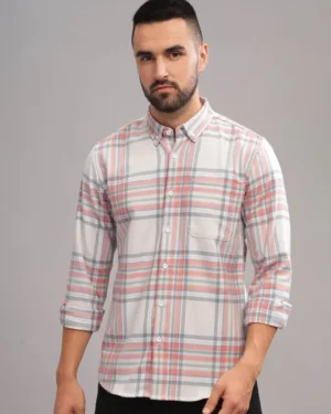 Tartan Checks Printed Cotton Slim Fit Casual Shirt