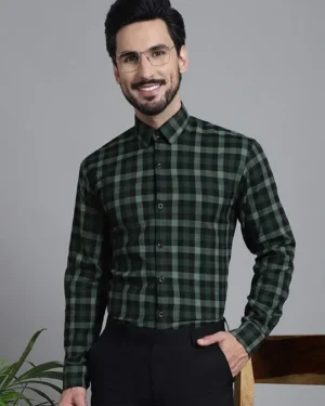 Classic Windowpane Checked Pure Cotton Formal Shirt