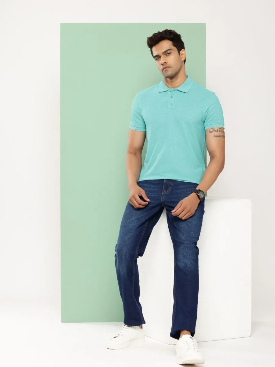 Men Solid Polo Collar Antimicrobial T-Shirt - Image 4