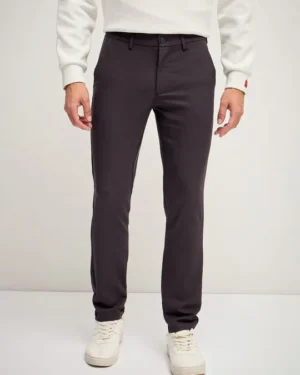 Men Solid 4 Way Stretch Slim Fit Formal Trouser